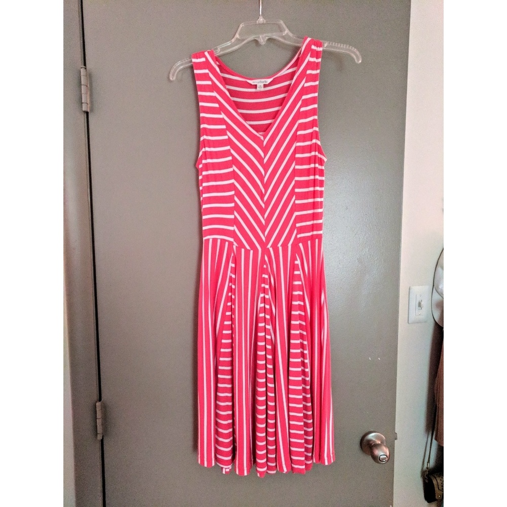 Charming Charlie Coral/White Striped A-line Dress